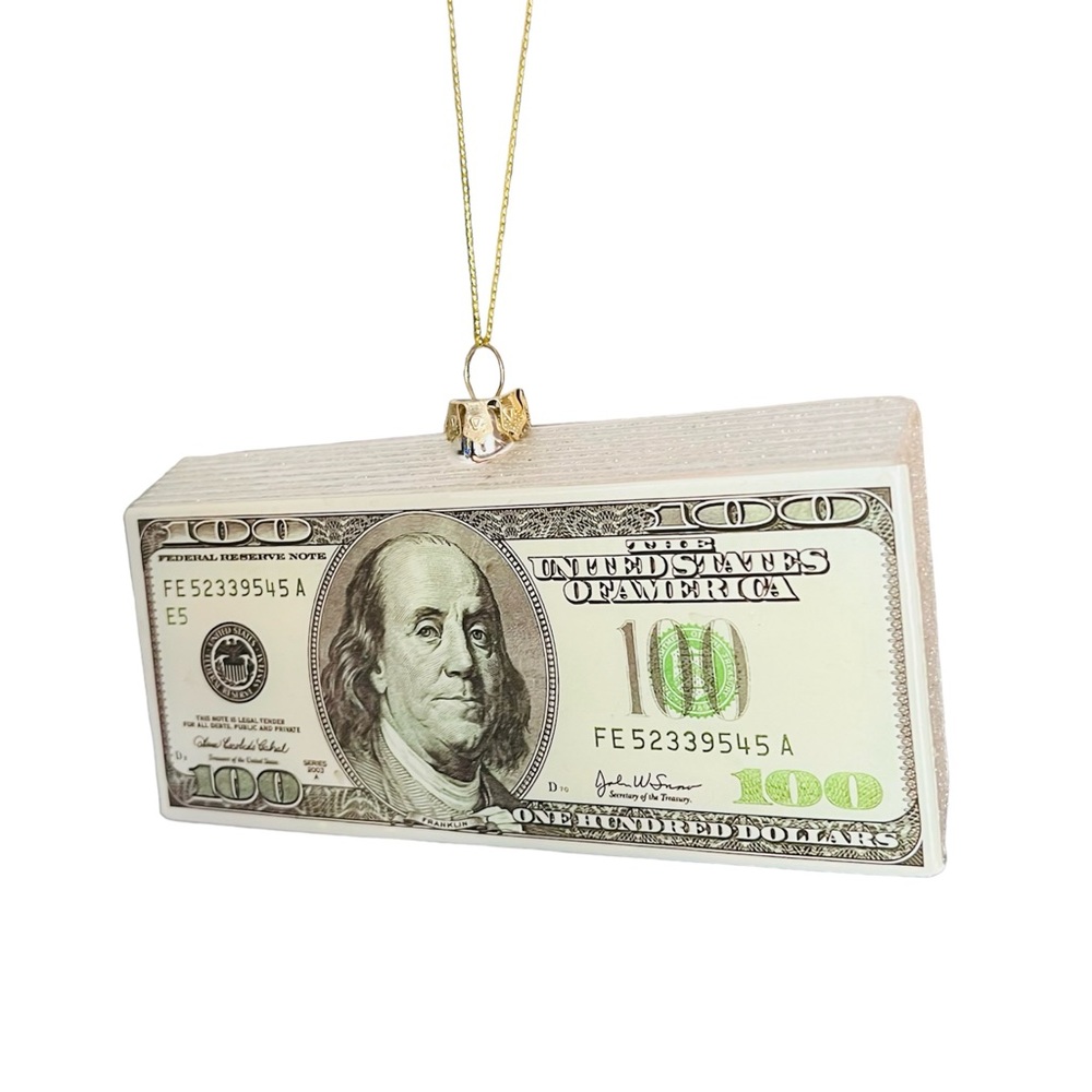 Glass Dollar Bill Ornament